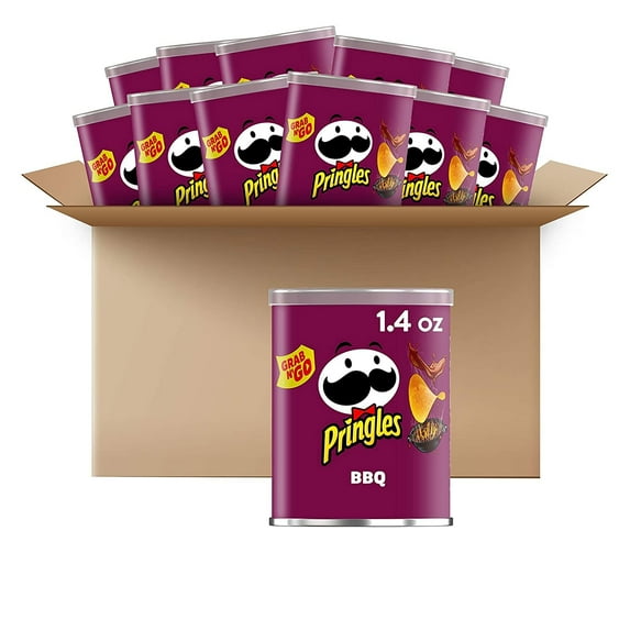 Pringles Small BBQ Potato Crisps Chips, 12 Count, 1.4 oz Each