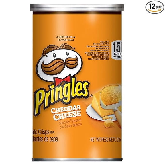 Pringles Potato Crisps Chips, Cheddar Cheese 2.5oz (12 Count)