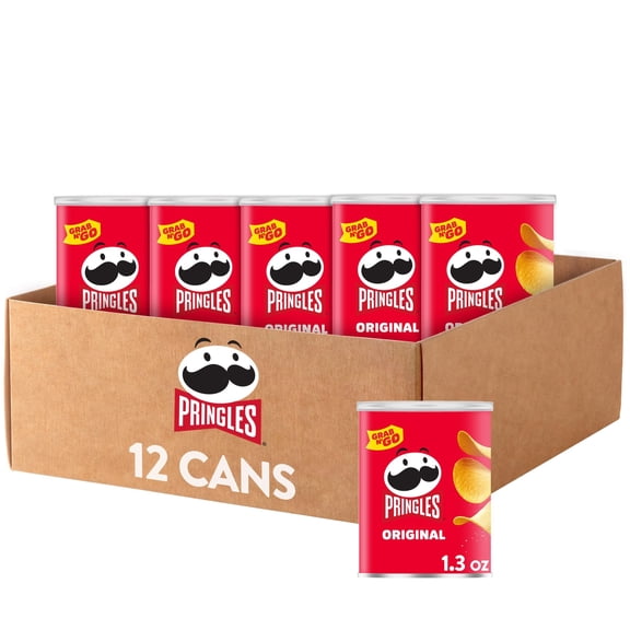 Pringles Original Potato Crisps Chips, Lunch Snacks, 12 Count