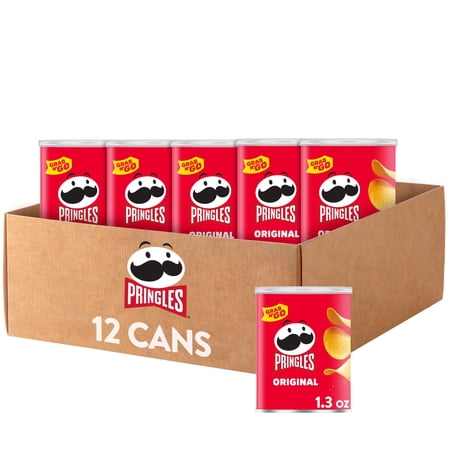 Pringles Potato Crisps Chips, Grab N' Go, Original, 15.6oz Case (12 Cans)