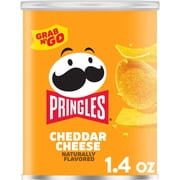 Pringles Potato Crisps Chips, Lunch Snacks, Office and Kids Snacks, Grab N' Go Pack, Cheddar Cheese, 1.4oz Can (1 Can)