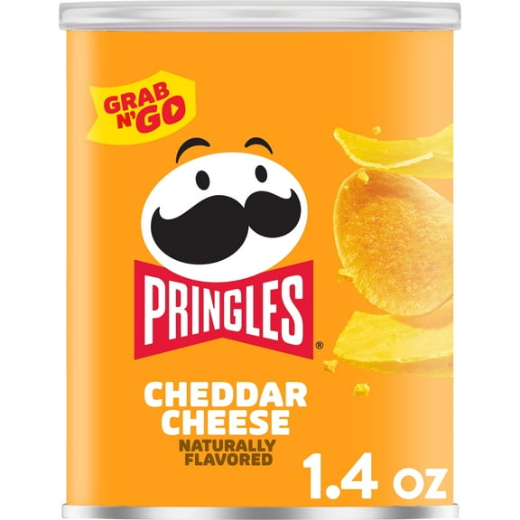 Pringles Cheddar Cheese Potato Crisps Chips, Lunch Snacks, 1.4 oz Canister