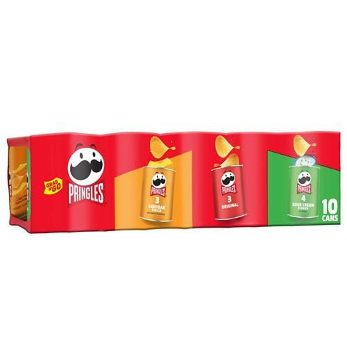 Pringles Potato Crisps Chips, Lunch Snacks, On-The-Go Snacks, Grab N Go, Variety Pack, 13.7Oz Tray (10 Cans) - Pack of 2