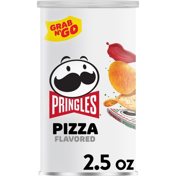 Pringles Pizza Potato Crisps Chips, Lunch Snacks, 2.5 oz Canister