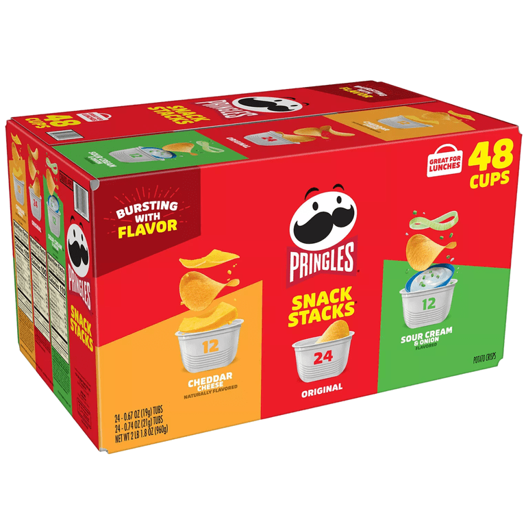 Pringles 【48本‼️】（各24本） Pringles, Potato Crisps Chips Variety Pack, 48 Cups, Snack Pack