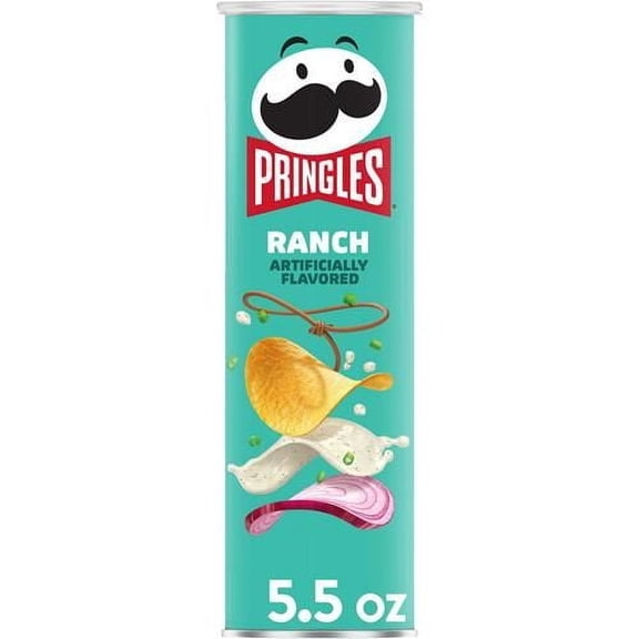 Pringles Potato Crisps Chips, Lunch Snacks, On-The-Go Snacks, Ranch, 5.5Oz Can (1 Can) - Pack of 2
