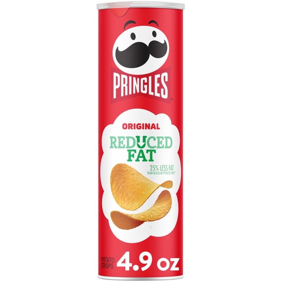 Pringles Original Reduced Fat Potato Crisps Chips, Lunch Snacks, 4.9 oz Canister