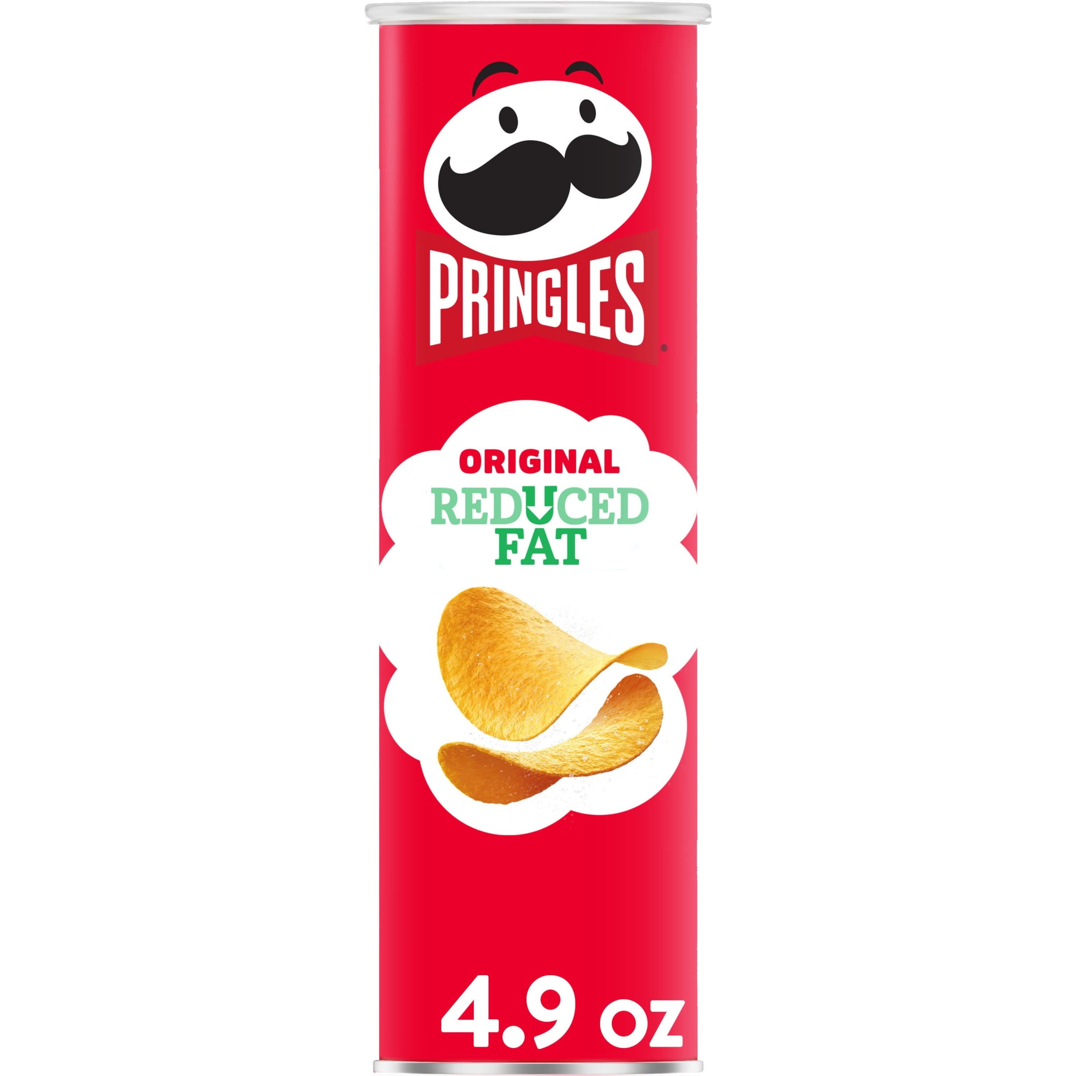Pringles Reduced Fat Original Potato Crisps Chips, Lunch Snacks, 4.9 oz Canister