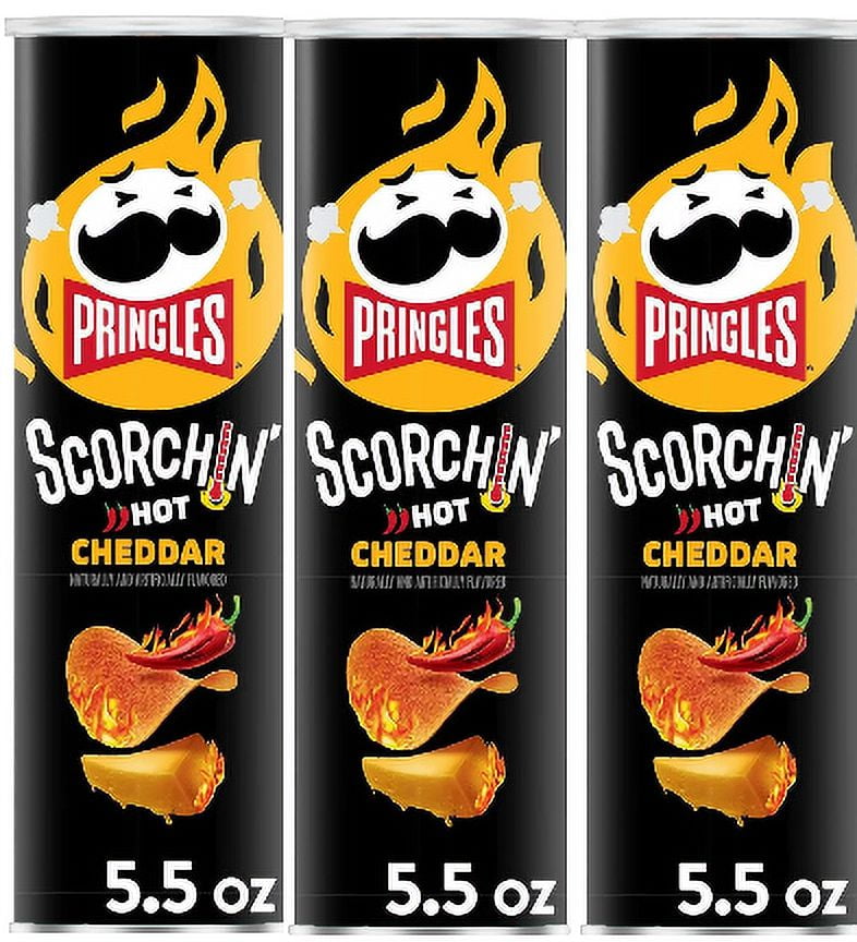 Pringles Scorchin' Cheddar Potato Crisps Chips, 5.5 oz 3pk - Walmart.com