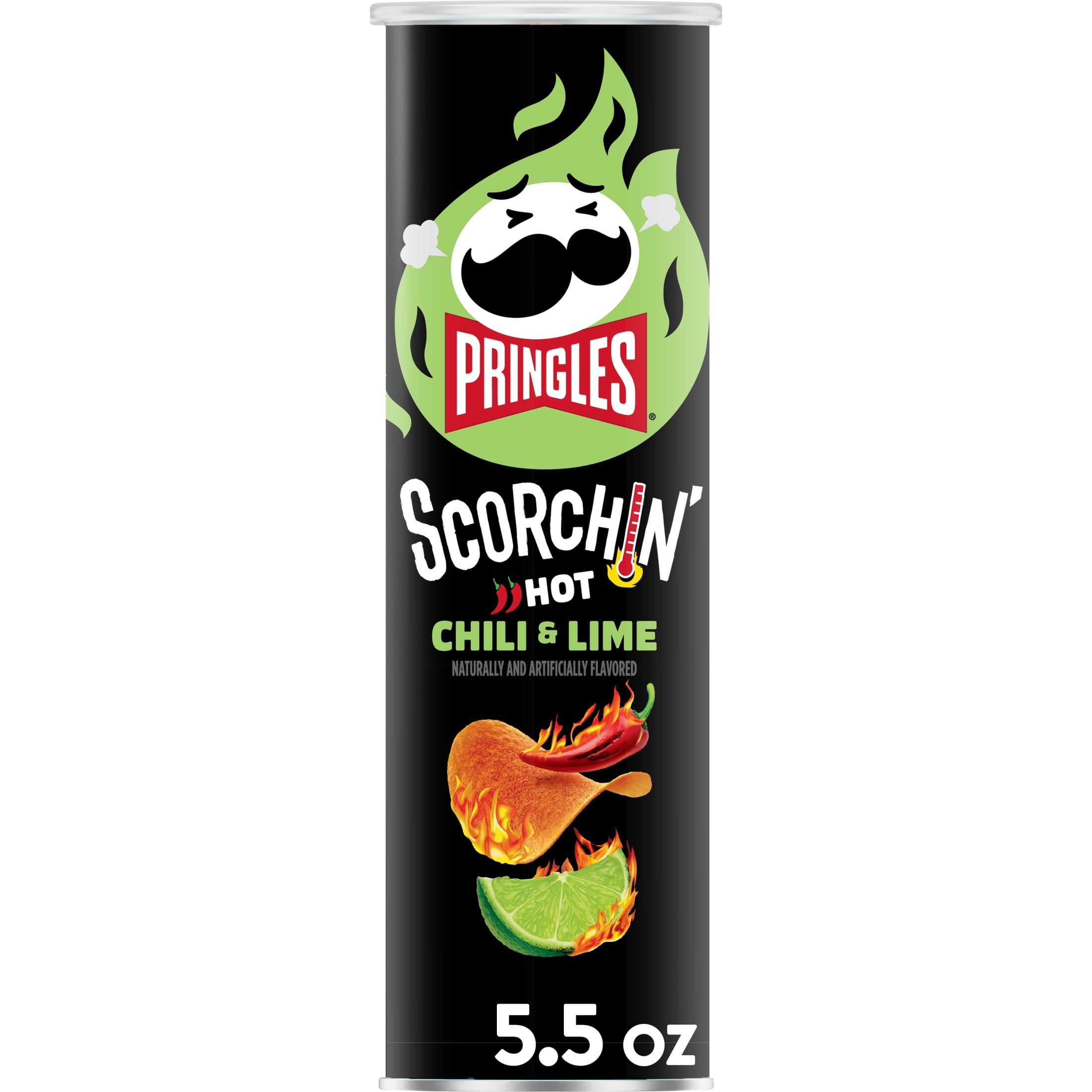 Pringles Scorchin' Chili and Lime Potato Crisps Chips, Spicy Snacks, 5.5 oz