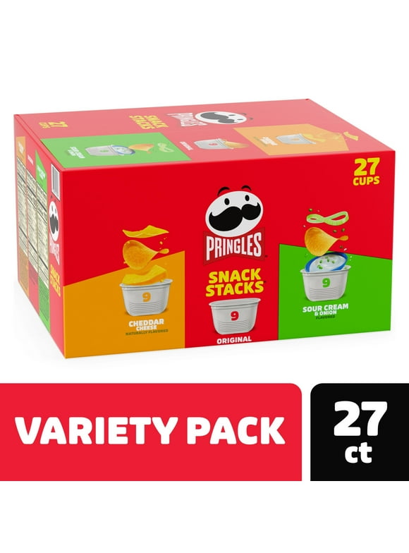 Pringles Snack Stacks Variety Pack Potato Crisps Chips, Lunch Snacks, 19.3 oz, 27 Count