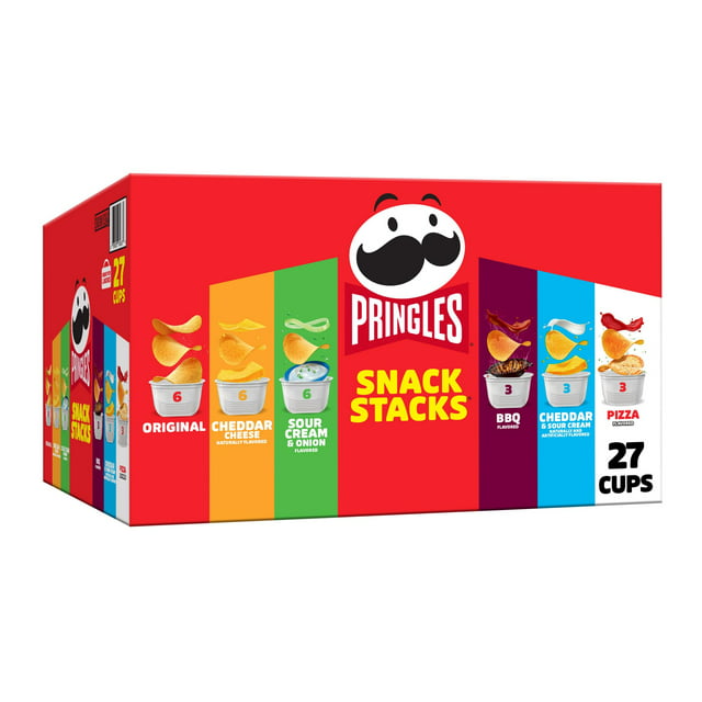 Pringles Snack Stacks Variety Pack Potato Crisps Chips, Lunch Snacks, 19.5 oz, 27 Count