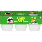 Pringles Snack Cups Sour Cream and Onion Potato Crisps Chips, Lunch Snacks, 12 Count