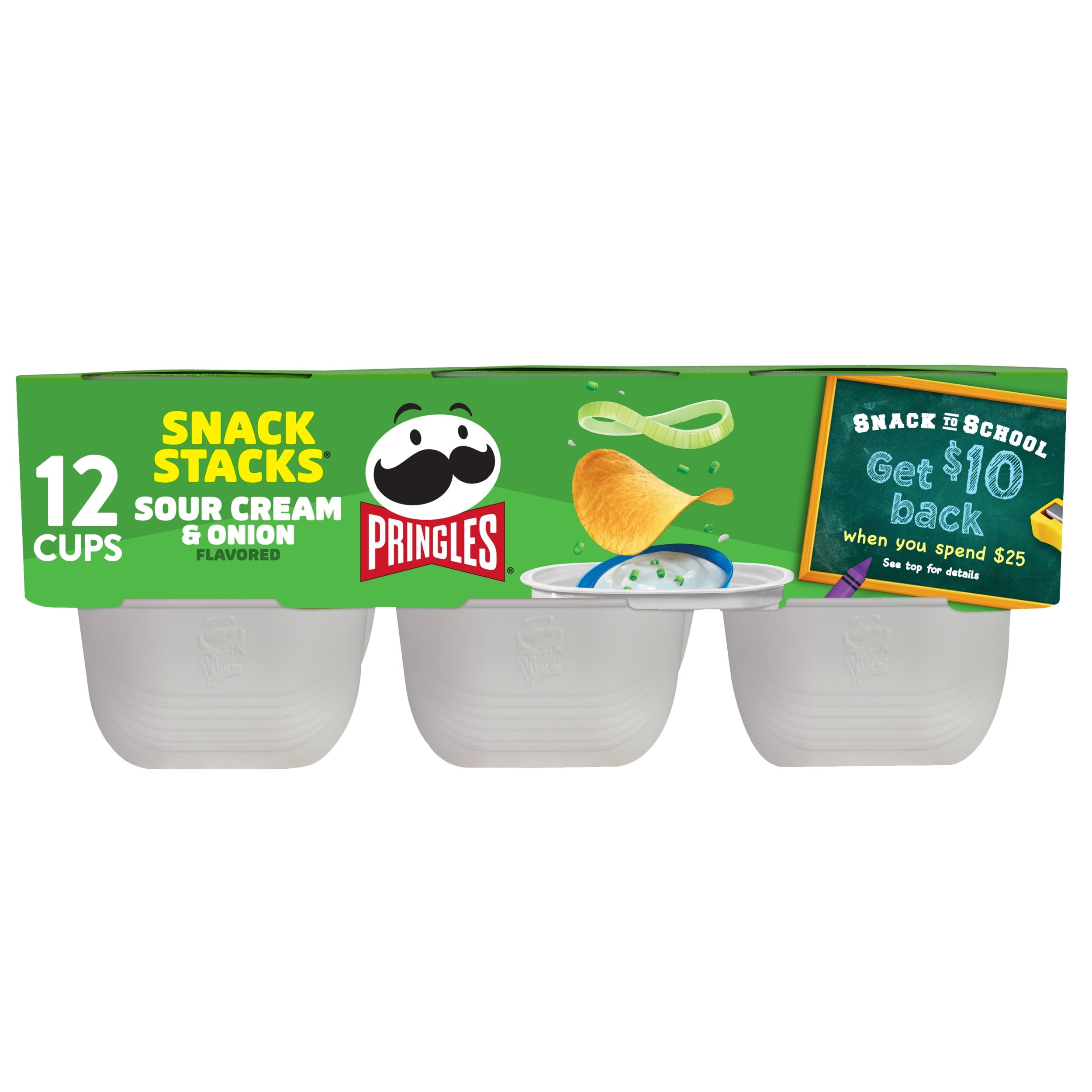 The Coupon deal of  Pringles Sour Cream and Onion Potato Crisps Chips, Lunch Snacks, 12 Count