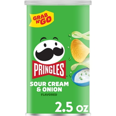 Pringles Sour Cream and Onion Potato Crisps Chips, Lunch Snacks, 2.5 oz Canister