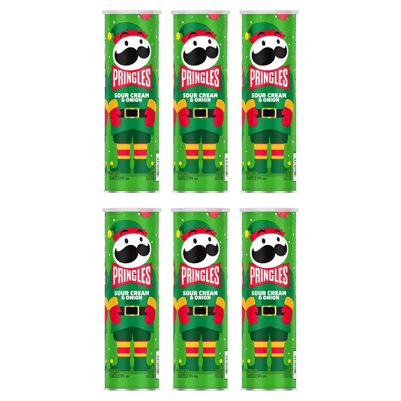 Pringles Sour Cream and Onion Potato Crisps Chips, Lunch Snacks, 2.5 oz (Pack of 6)
