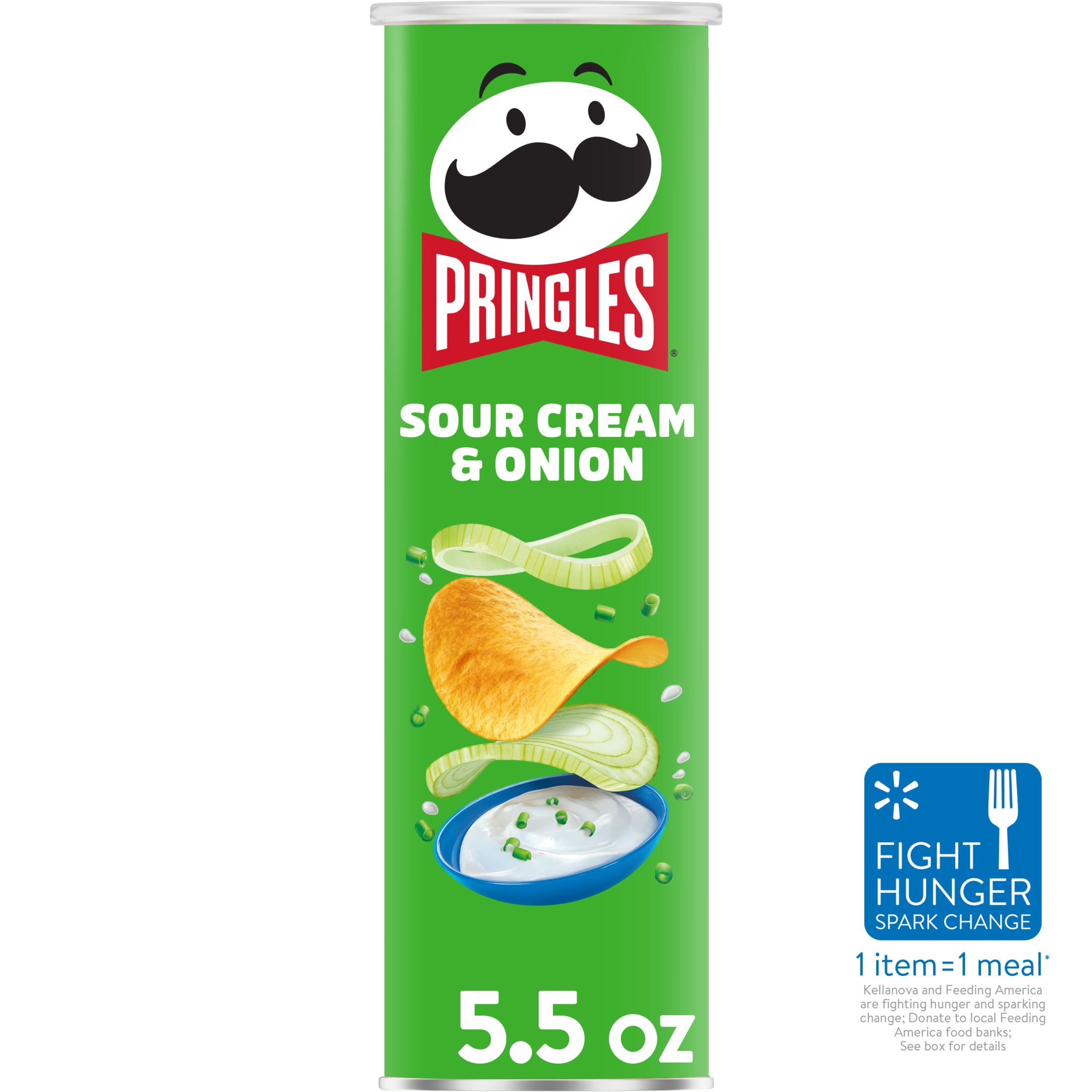 Pringles Sour Cream and Onion Potato Crisps Chips, Lunch Snacks, 5.5 oz - image 1 of 14