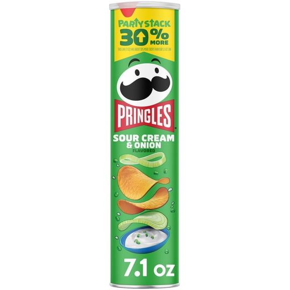 Pringles Sour Cream and Onion Potato Crisps Chips, Lunch Snacks, 7.1 oz Canister