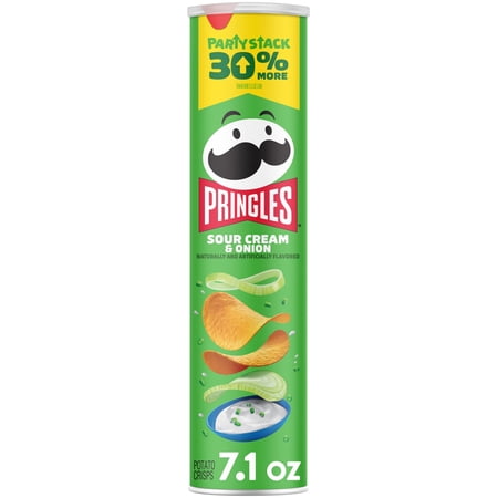 Pringles Sour Cream and Onion Potato Crisps Chips, Lunch Snacks, 7.1 oz Canister