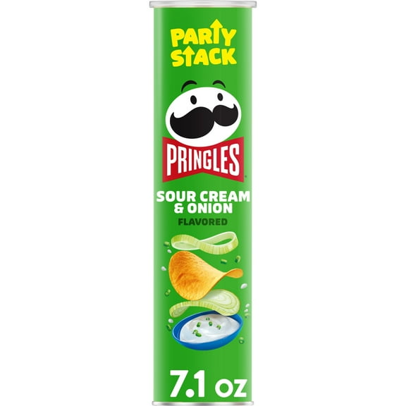 Pringles Sour Cream and Onion Potato Crisps Chips, Lunch Snacks, 7.1 oz Canister