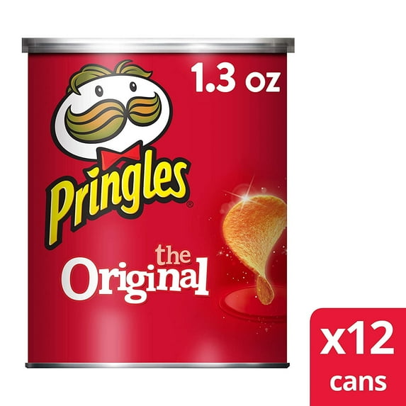 Pringles The Original Potato Crisps - Salty Snacks, School Lunch Food, Single Serve 1.3 oz Can (Pack of 12)