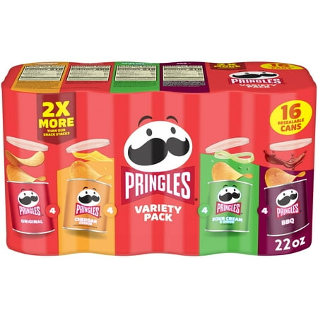 Pringles Variety Pack Potato Crisps Chips, Lunch Snacks, 16 Count