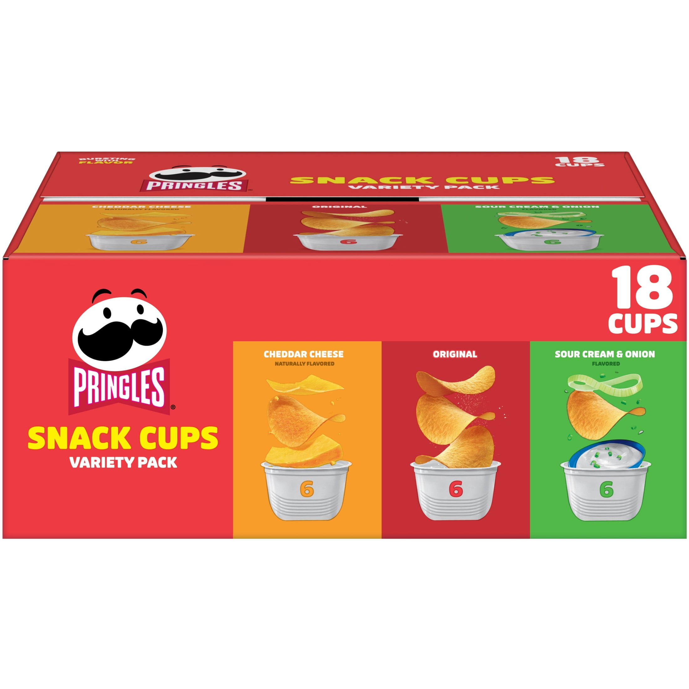 Pringles Variety Pack Potato Crisps Chips, Lunch Snacks, 18 Count