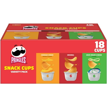 Pringles Variety Pack Potato Crisps Chips, Lunch Snacks, 18 Count
