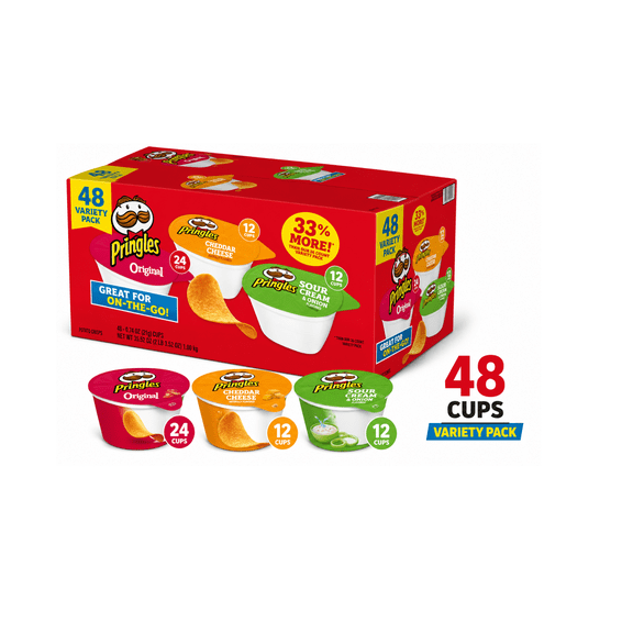Pringles Variety Snack Pack Potato Crisps, Assorted Flavors, 48 Count Cups