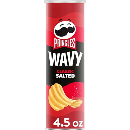 Pringles Wavy Classic Salted Potato Crisps Chips, Lunch Snacks, 4.5 oz