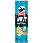 Pringles Wavy Sharp White Cheddar Potato Crisps Chips, Lunch Snacks, 4.8 oz