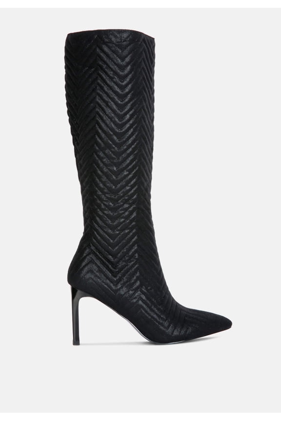 Prinkles Quilted Italian Block Heel Calf Boots