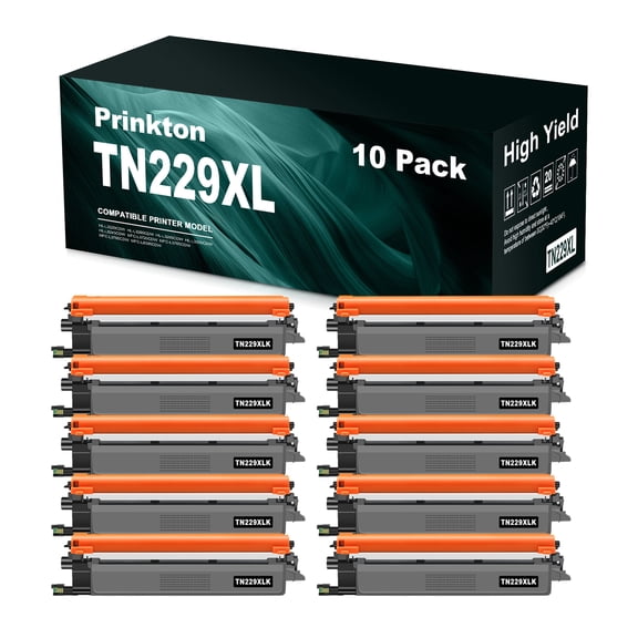 Prinkton TN229XL Toner Cartridge Replacement for Brother 229 TN229 TN-229 TN 229XL 229XXL for MFC-L3780CDW HL-L3280CDW MFC-L3720CDW HL-L3220CDW HL-L3300CDW Printer (BK10Pack)