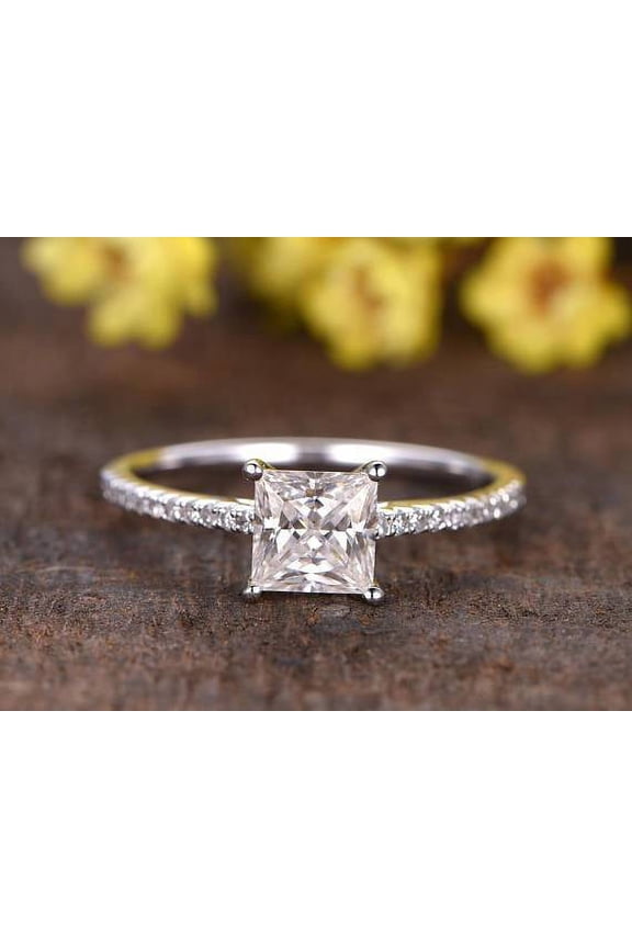 Prinncess Cut 1.25 Carat Moissanite Diamond Solitaire Engagement Ring With 18K Gold Plating, Promise Ring, Anniversary Ring