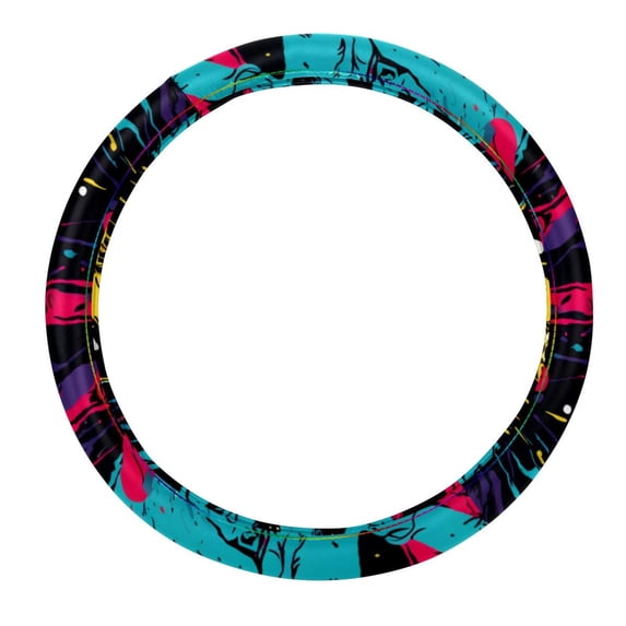 Print 14.5 Inch Printing PVC Leather Auto Accessories Steering Wheel Covers Car Wheel Cover Steering Wheel Cover