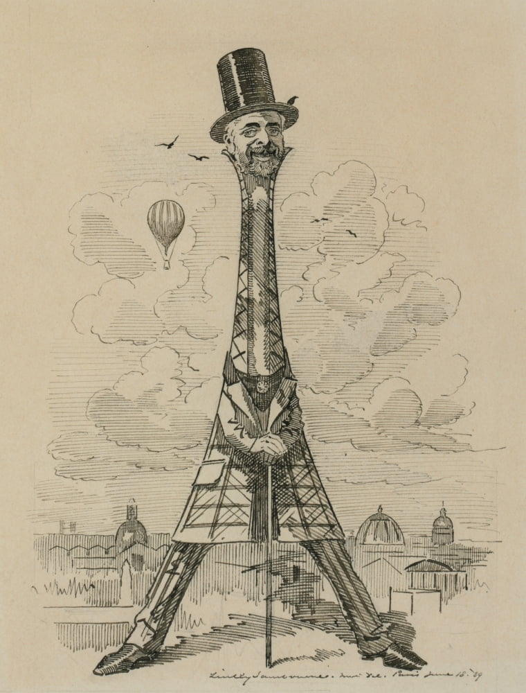 Print 1889 Caricature of Gustav Eiffel Canvas Art - Linley Sambourne (18 x 24)