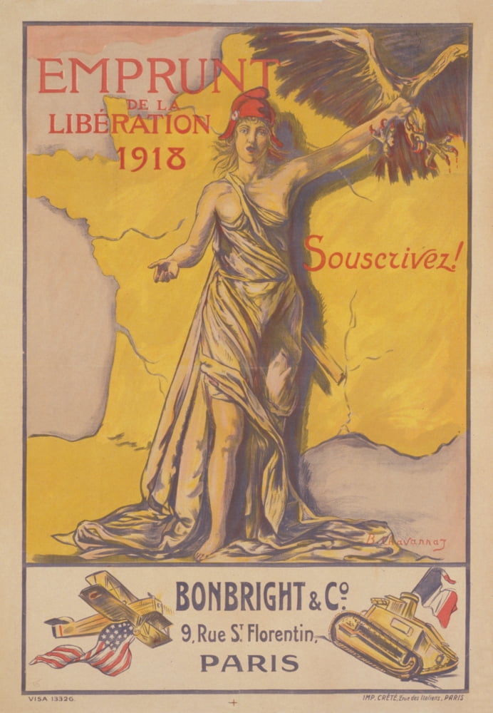 Print 1918 Emprunt de la Libration Canvas Art - B Chavannaz (18 x 24)