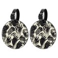 thumbnail image 1 of Print 2Pcs PU Leather Round Luggage Tags with Privacy Cover and Name ID Tag for Suitcase, Handbags, Backpacks, School Bags, 1 of 6