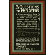 Print: 3 Questions To Employers More Men Are Wanted To-Day. What Can You