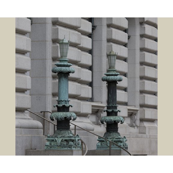 Print: 3rd Street Light Fixtures, Howard M. Metzenbaum U.S. Courthouse