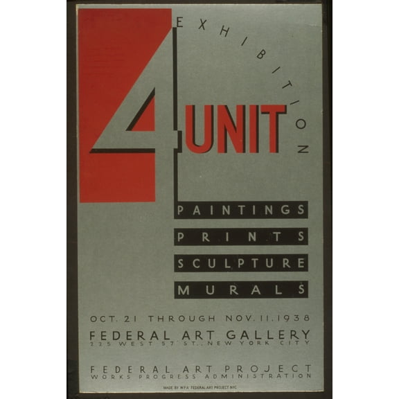 Print: 4 Unit Exhibition - Paintings, Prints, Sculpture, Murals, circa 1936