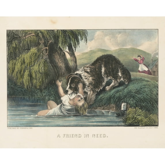 Print: A Friend In Need, circa 1856