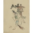 thumbnail image 1 of Print: A Man Sweeping Pine Needles That Have Fallen From A Tree Near A, 1 of 4