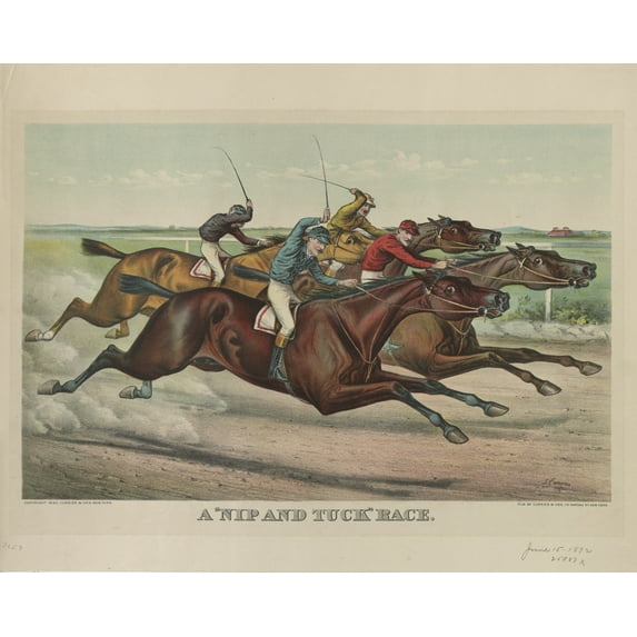 Print: A Nip And Tuck Race, 1892