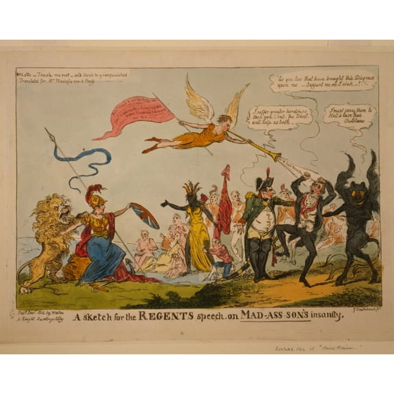 Print: A Sketch For The Regents Speech On Mad-Ass-Son's Insanity, 1812