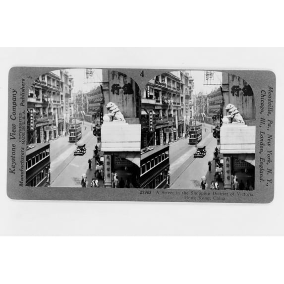 Print: A Street In The Shopping District Of Victoria, Hong Kong, China