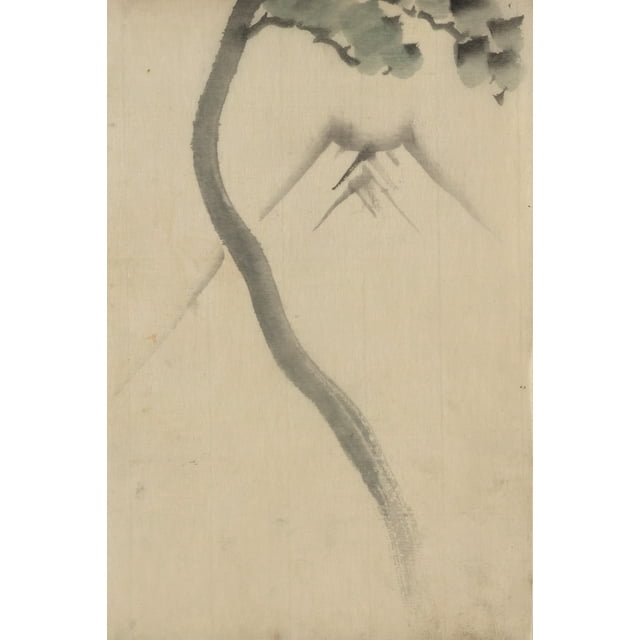 Print: A Tree Trunk With Branch And Leaves In The Foreground, With View Of