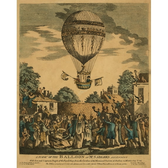 Print: A View Of The Balloon Of Mr. Sadler's Ascending, August 12, 1811