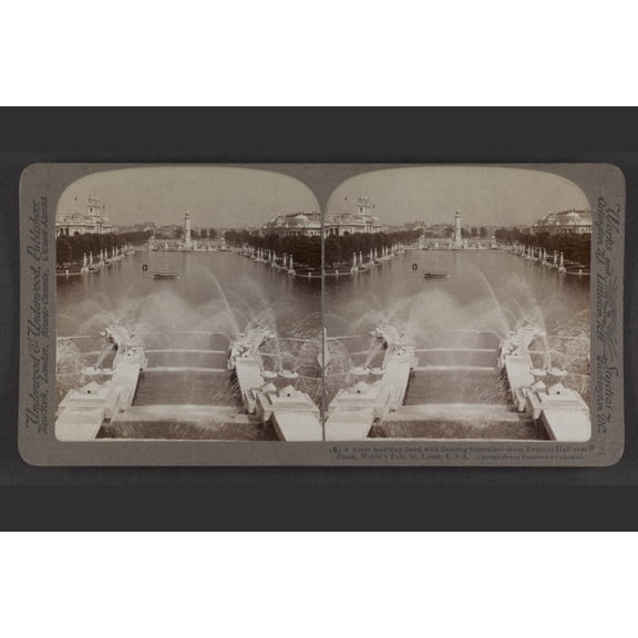 Print: A Water Stairway Lined With Dancing Fountains, View 3, From