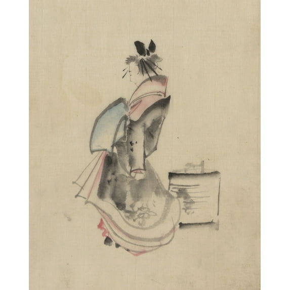 Print: A Woman, Possibly A Courtesan, Full-Length, Standing, Facing Left